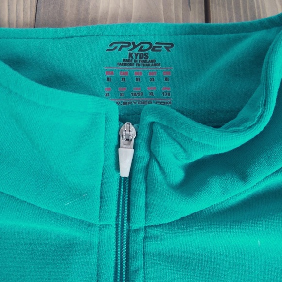Spyder Kyds Girls Teal Shimmer Bug Fleece Half Zip Sweatshirt SZ XL - Picture 3 of 10